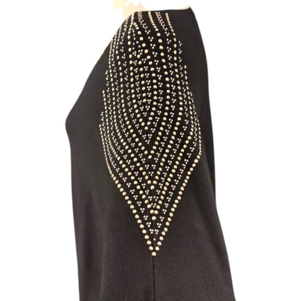 Luna Women's Black Knit Pullover Sweater Gold Beads Dolman Sleeve Plus 1x Nwt — image 7 of 8